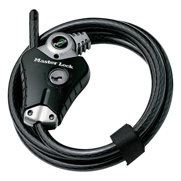 Master Lock 8428DPS 6ft (1.8m) Long x Diameter Python™ Adjustable Locking Cable; and Black 3/8in (10mm) Wide-Keyed-Master Lock-8428DPS-AmericanLocks.com
