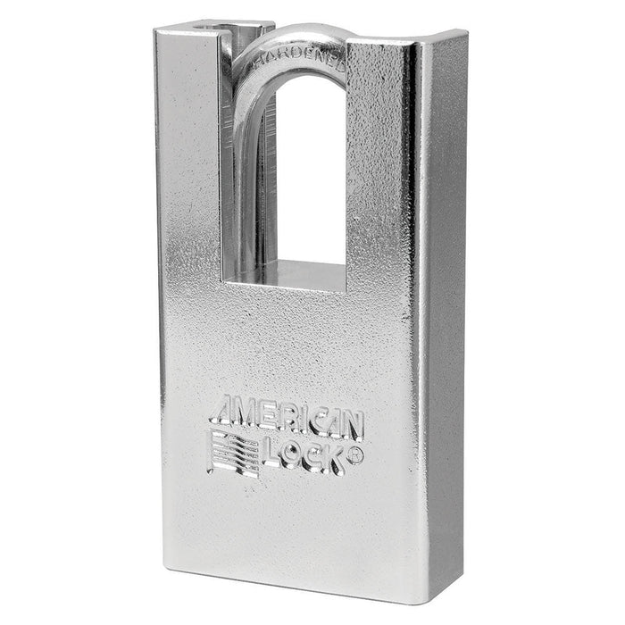 American Lock A5300 Shrouded Solid Steel (Chrome Plated) Padlock 1-3/4in (44mm) wide 1-1/8in tall shackle-Master Lock-A5300KA-Keyed Alike-AmericanLocks.com