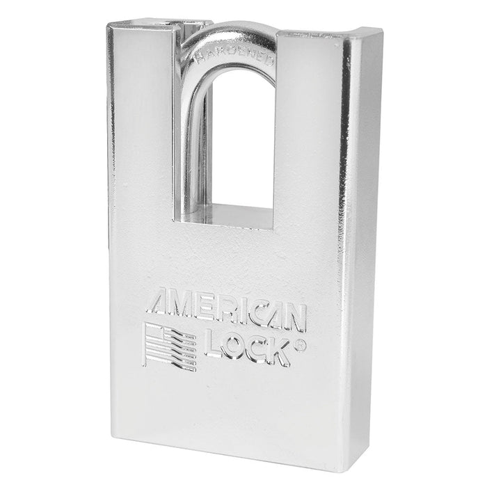 American Lock A6360 Shrouded Solid Steel (Chrome Plated) Padlock 2in (51mm) wide 1-1/8in tall shackle-Master Lock-A6360KA-Keyed Alike-AmericanLocks.com