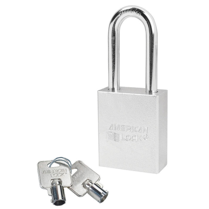 American Lock A7201 Solid Steel (Chrome Plated) Padlock 1-3/4in (44mm) wide 2in tall shackle-Master Lock-A7201KA-Keyed Alike-AmericanLocks.com