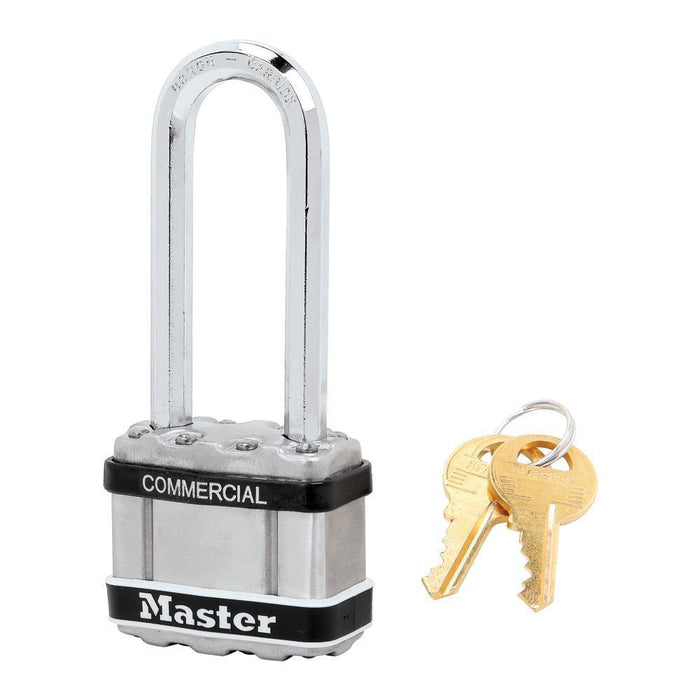 Master Lock M1 Commercial Magnum Laminated Steel Padlock with Stainless Steel Body Cover 1-3/4in (44mm) Wide-Keyed-Master Lock-M1KALJSTS-Keyed Alike-2-1/2in (64mm)-AmericanLocks.com