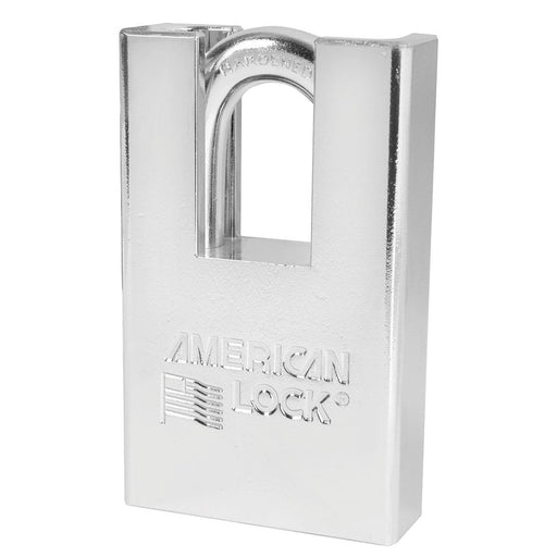 American Lock A5360 Shrouded Solid Steel (Chrome Plated) Padlock 2in (51mm) wide 1-1/8in tall shackle-Master Lock-A5360KA-Keyed Alike-AmericanLocks.com