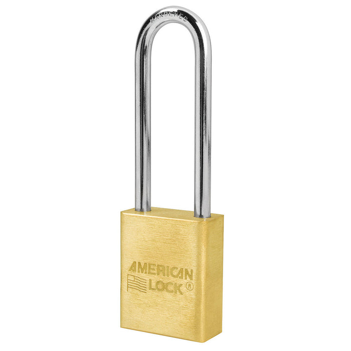 American Lock A6532 Solid Brass Padlock 1-1/2in (38mm) wide 3in tall shackle-Master Lock-A6532KA-Keyed Alike-AmericanLocks.com
