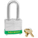 Master Lock 3 Laminated Steel Padlock 1-9/16in (40mm) Wide-Keyed-Master Lock-Green-Keyed Alike-3KALFGRN-MasterLocks.com