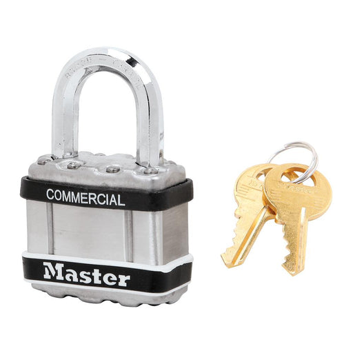 Master Lock M1 Commercial Magnum Laminated Steel Padlock with Stainless Steel Body Cover 1-3/4in (44mm) Wide-Keyed-Master Lock-M1KASTS-Keyed Alike-1in (25mm)-AmericanLocks.com