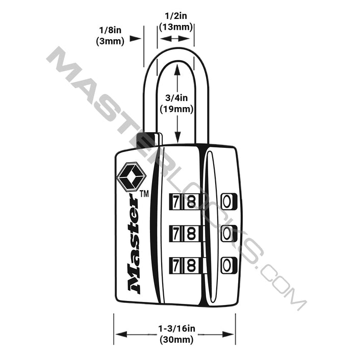 Master Lock 4680DBLK TSA-Accepted Combination Padlock 1-3/16in (30mm) Wide-Combination-Master Lock-4680DBLK-AmericanLocks.com