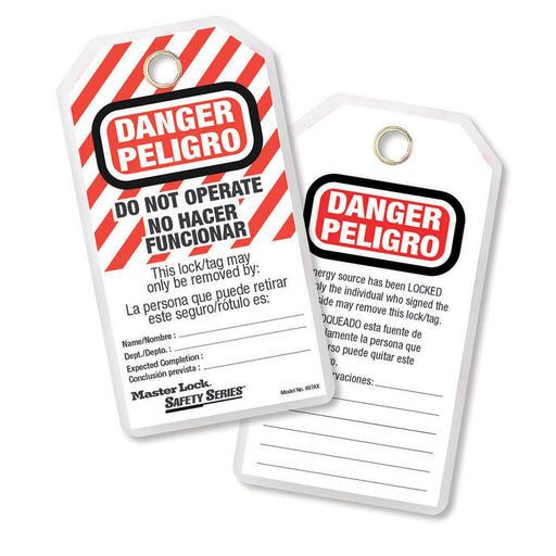 Master Lock 497AX Do Not Operate Safety Tag, Spanish/English, Laminated-Master Lock-497AX-AmericanLocks.com