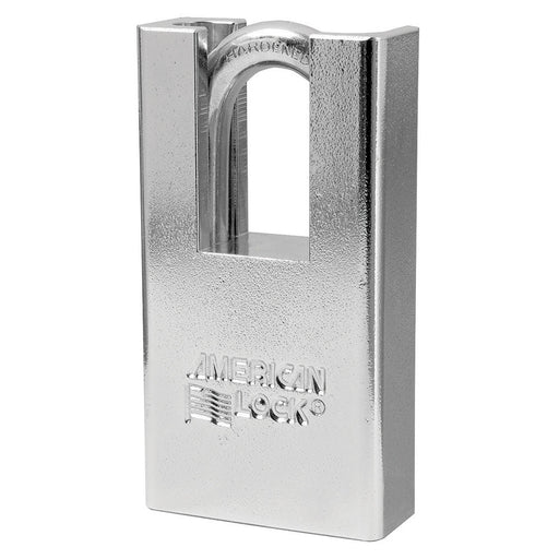 American Lock A5300 Shrouded Solid Steel (Chrome Plated) Padlock 1-3/4in (44mm) wide 1-1/8in tall shackle-Master Lock-A5300KA-Keyed Alike-AmericanLocks.com