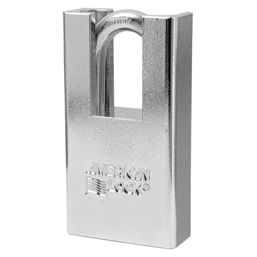 American Lock A6300 Shrouded Solid Steel (Chrome Plated) Padlock 1-3/4in (44mm) wide 1-1/8in tall shackle-Master Lock-A6300KA-Keyed Alike-AmericanLocks.com