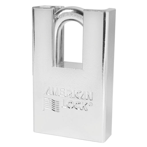 American Lock A6360 Shrouded Solid Steel (Chrome Plated) Padlock 2in (51mm) wide 1-1/8in tall shackle-Master Lock-A6360KA-Keyed Alike-AmericanLocks.com