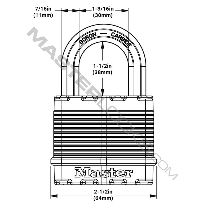 Master Lock M15XD 2-1/2in (64mm) Wide Magnum® Laminated Steel Padlock-Keyed-Master Lock-M15XDLF-AmericanLocks.com