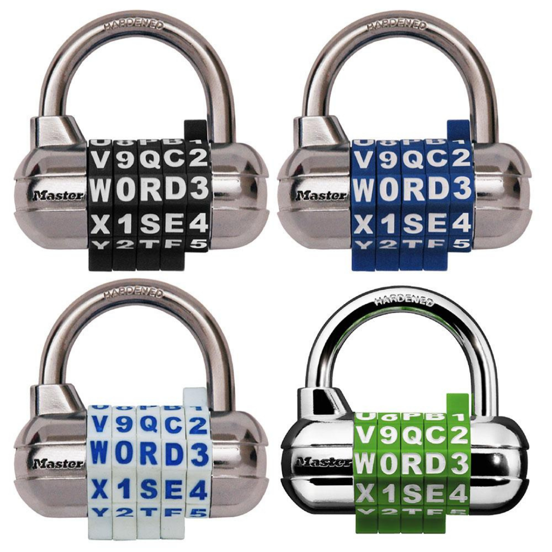 Master Lock 1534D Set Your Own WORD Combination Padlock with Interchan —