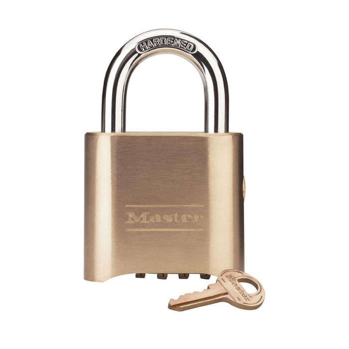 Master Lock - Padlock: Brass, Keyed Alike, 1-1/8″ Wide - 00473975