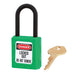 Master Lock 406 Dielectric Zenex™ Thermoplastic Safety Padlock, 1-1/2in (38mm) Wide with 1-1/2in (38mm) Tall Nylon Shackle-Keyed-Master Lock-Green-Keyed Alike-406KAGRN-MasterLocks.com