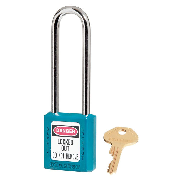 Master Lock 410 Zenex™ Thermoplastic Safety Padlock, 1-1/2in (38mm) Wide with 1-1/2in (38mm) Tall Shackle-Keyed-Master Lock-Keyed Alike-3in-410KALTTEAL-MasterLocks.com