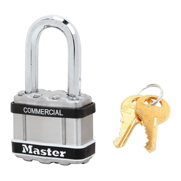 Master Lock M1 Commercial Magnum Laminated Steel Padlock with Stainless Steel Body Cover 1-3/4in (44mm) Wide-Keyed-Master Lock-M1KALFSTS-Keyed Alike-1-1/2in (38mm)-AmericanLocks.com