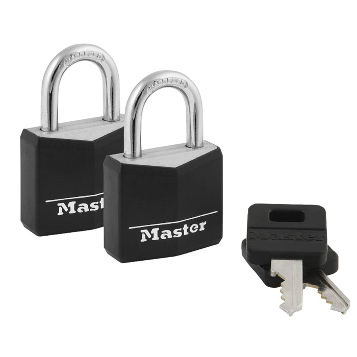 Master Lock 131T Covered Solid Body Padlock; 2 Pack 1-3/16in (30mm) Wide