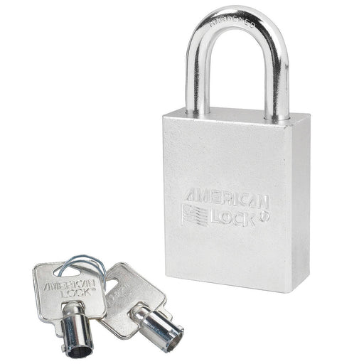 American Lock A7200 Solid Steel (Chrome Plated) Padlock 1-3/4in (44mm) wide 1-1/8in tall shackle-Master Lock-A7200KA-Keyed Alike-AmericanLocks.com
