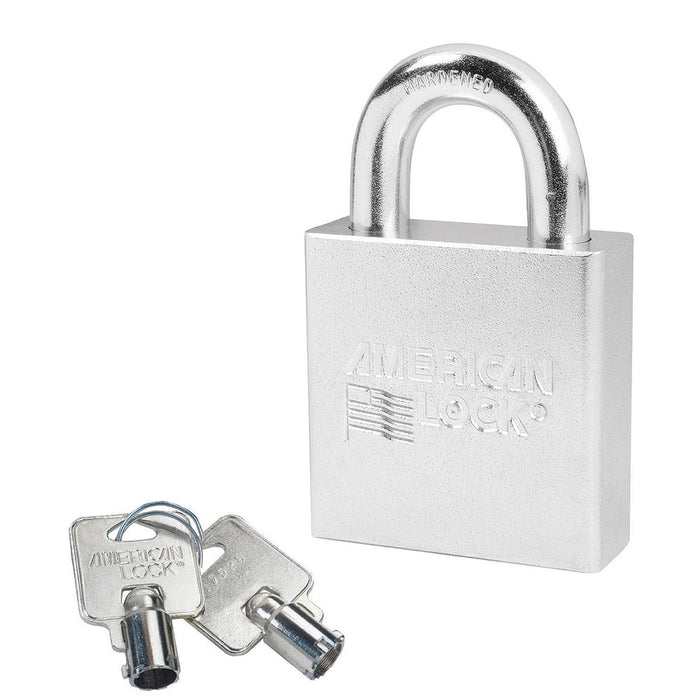 American Lock A7300 Solid Steel (Chrome Plated) Padlock 2-1/4in (57mm) wide 1-1/8in tall shackle-Master Lock-A7300KA-Keyed Alike-AmericanLocks.com