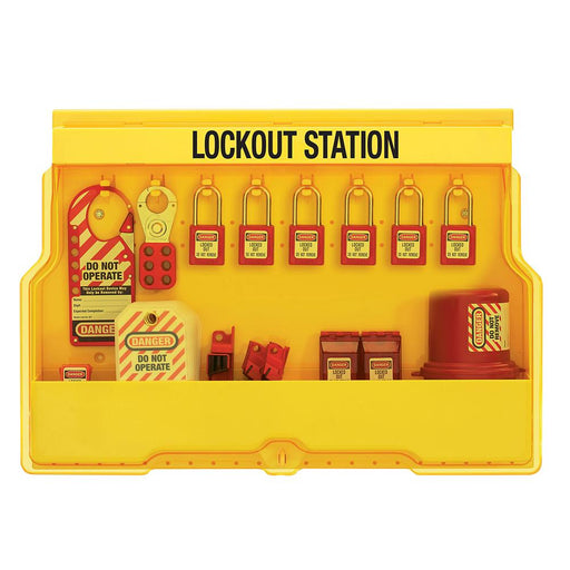 Master Lock S1850E410 Lockout Station, Electrical Focus, Zenex™ Thermoplastic Padlocks-Master Lock-S1850E410-AmericanLocks.com