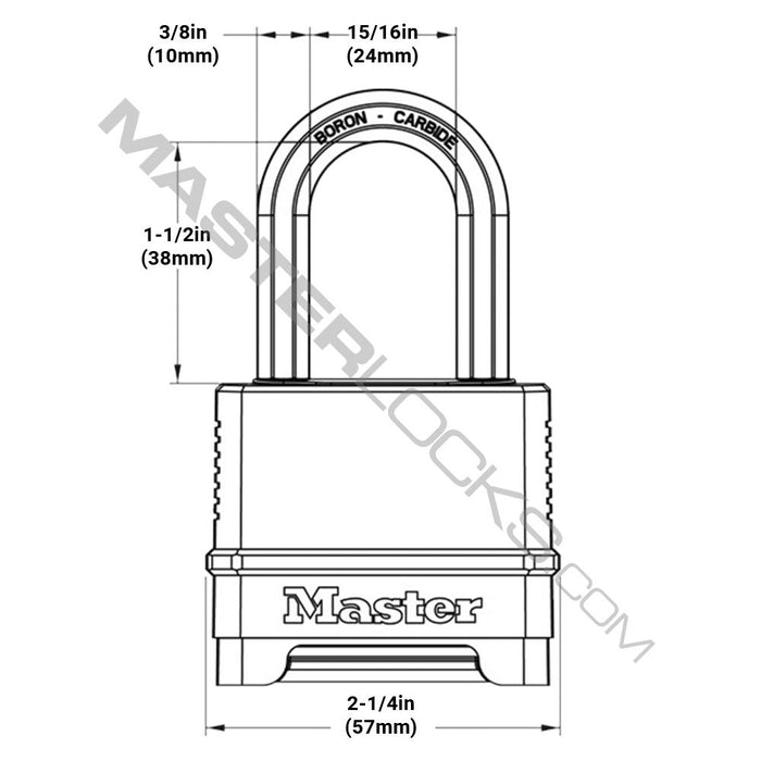 Master Lock M175XD 2in (51mm) Wide Magnum® Zinc Body Padlock with 1-1/2in (38mm) Shackle, Set Your Own Combination-Keyed-Master Lock-M175XDLF-AmericanLocks.com
